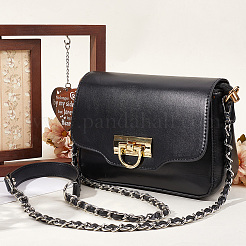 Puレザーバッグストラップ  合金の留め金付き  バッグ交換用アクセサリー用  ブラック  1240x24mm&nbsp;FIND-WH20012-36