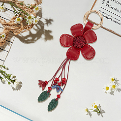 Брелок из кожи и сплава&nbsp;HJEW-WH20022-04B-11