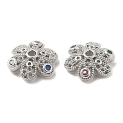 Латунные колпачки для бусин с микропаве и разноцветными фианитами KK-F860-78P