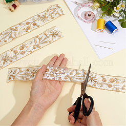 5ヤードポリエステルレースリボン  花柄刺繍メッシュ縫製トリム  衣類用アクセサリー  ベージュ  1-3/4インチ（45~47mm）&nbsp;OCOR-ME0001-89B