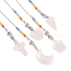 5 Stück natürliches Rosenquarz-Pendel&nbsp;PALLOY-JF05239