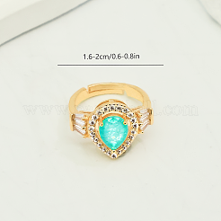Verstellbare offene Manschettenringe aus Messing mit Mikropavé und Zirkonia für Damen&nbsp;SB7370-2