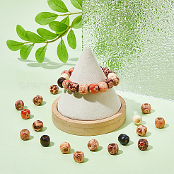 450 шт. 4 стиля крашеных бусин из натурального клена WOOD-DC0001-14