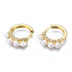 Серьги-кольца из латуни с микро-паве из фианита EJEW-T014-30G-NF