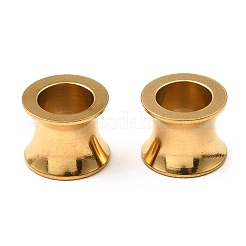 イオンプレーティング（IP）202ステンレススチールヨーロピアンビーズ  大穴ビーズ  ゴールドカラー  10x8mm  穴：6.5mm&nbsp;STAS-D061-02G