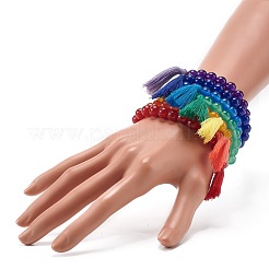 Ensemble de bracelets extensibles de perles rondes de jade de malaisie naturel teint&nbsp;BJEW-JB06956