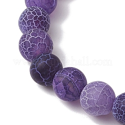 Bracciali elastici con perline rotonde di agata naturale invecchiata e tinta&nbsp;BJEW-JB11078-02