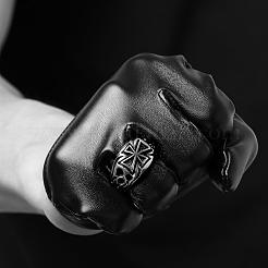 パンクロックスタイル 316l ステンレススチール クロス ワイドバンドリング 男性用  アンティークシルバー  サイズ8  18.1mm&nbsp;RJEW-BB01253-8AS