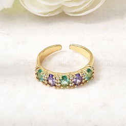 Манжеты из латуни с микро паве кубический цирконий для женщин&nbsp;LS-RJEW-K312-07G