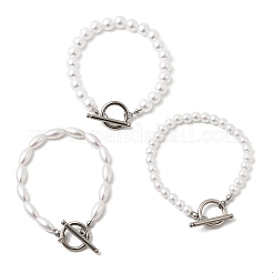 Браслеты из пластиковых бусин с жемчугом для женщин&nbsp;BJEW-L716-02P