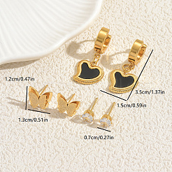 3 пара серег-ракушек из нержавеющей стали с бабочками PZ8874