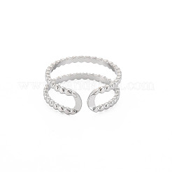 変色しない304ステンレススチール製ダブルラインオープンカフリング（女性用）  ステンレス鋼色  usサイズ8（18.1mm）&nbsp;LS-RJEW-S405-227P