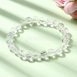 天然水晶ラウンドビーズストレッチブレスレット（女性用）  ビーズ：8mm  内径：2-1/8インチ（5.3cm）&nbsp;BJEW-L712-B03-8mm
