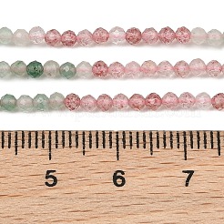 Hilos de cuentas de cuarzo fresa rojo y verde natural&nbsp;GG-NH0006-A02-2mm