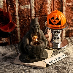 Moule à colle bricolage fier moules en silicone pour bougie squelette de dieu de la mort d'Halloween&nbsp;PW-WG9A754-01