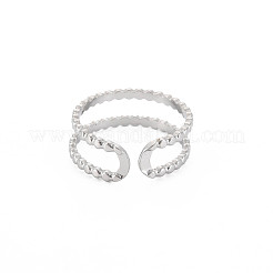Некорневой 304 нержавеющая сталь двойная линия открытое кольцо-манжета для женщин RJEW-S405-227P