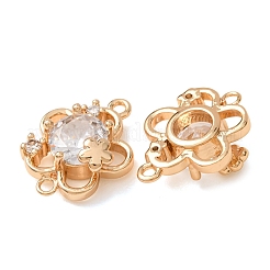 Breloques de connecteur en laiton pavé de zircone cubique&nbsp;CU-CBAEC99-16G-02