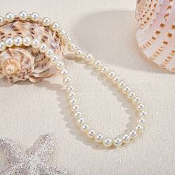 Длинные ожерелья из круглых бусин из запеченного стекла с перламутровым покрытием&nbsp;NJEW-SW00066-03