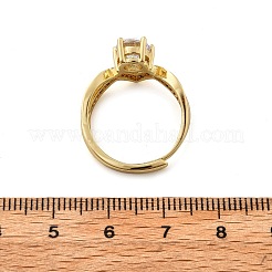 Кольца для женщин с микропаве из латуни и прозрачными кубическими цирконами RJEW-U049-03G