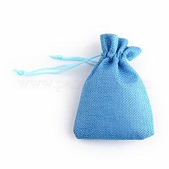 Sacs en polyester imitation toile de jute sacs à cordon&nbsp;ABAG-R005-14x10-20