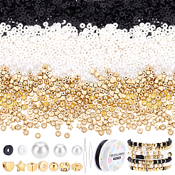 Наборы для изготовления браслетов из плоских круглых полимерных глиняных и пластиковых бусин ccb&nbsp;DIY-PH0029-38