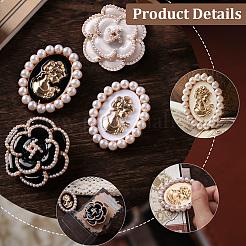 Clips ovales en alliage émail et perles de plastique&nbsp;AJEW-WH20130-221B-01