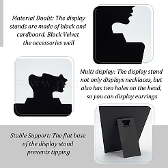 Витрины для ожерелья с профилем на боковой стороне из бархата и картона CON-WH0105-09