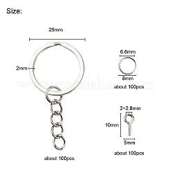 300шт 3 стиля diy 25 мм набор застежек для ключей&nbsp;DIY-YW0002-05P