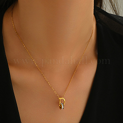 Кольцо из нержавеющей стали с прозрачным кубическим цирконием и подвеской в виде буквы D для женщин QW1472