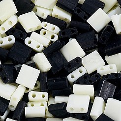 300шт 2 цвета непрозрачные стеклянные бусины с 2 отверстиями SEED-AR0001-30