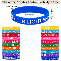 20 Stück 20 Stile motivierende Zitate Silikonkordel Armbänder Armbänder&nbsp;BJEW-WH0020-51A