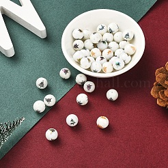 80шт 8 цвета рождественские непрозрачные стеклянные бусины&nbsp;EGLA-YW0001-03