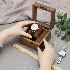 Einzelne Uhrenverpackungsboxen aus Holz mit Sichtfensterdeckel&nbsp;CON-WH0086-263