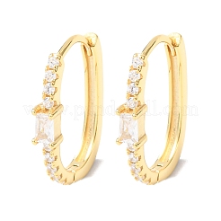 Серьги-кольца из стерлингового серебра с микропаве из прозрачных кубических цирконий овальной формы&nbsp;EJEW-K317-09G