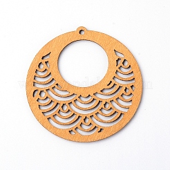 Gros pendentifs en bois naturel évidé&nbsp;WOOD-WH0015-66