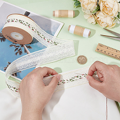 15 ярд из полиэстера с полой цветочной кружевной отделкой SRIB-WH0026-30B