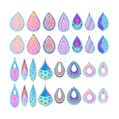 30 шт. 15-х стилевые филигранные подвески из нержавеющей стали 201 и 304 с ионным покрытием (IP) STAS-DC0015-58