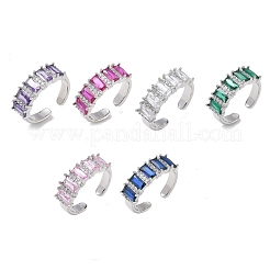 Anelli aperti con polsino in ottone micro pavé di zirconi cubici per donna&nbsp;RJEW-L343-16P