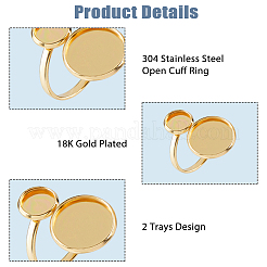 16 pieza de 4 estilos de accesorios de anillo de puño abierto de acero inoxidable 304&nbsp;DIY-HS0002-20