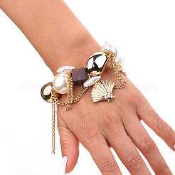 Браслеты из сплава с подвесками в форме ракушки в стиле бохо WG311F9-01