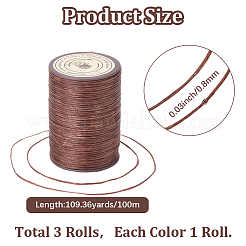 3 рулон 3-х цветной плоской вощеной полиэфирной нити&nbsp;YC-CL0001-01A