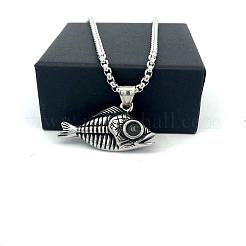 Винтажные панк-кулоны в виде рыбьей кости для мужчин из нержавеющей стали 304.&nbsp;MU8602