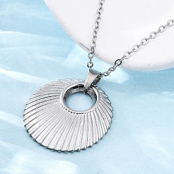 Плоские круглые подвески из нержавеющей стали 304 NJEW-M096-05P