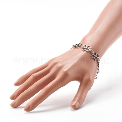 304ステンレススチールリンクブレスレット  クローバー  ステンレス鋼色  7インチ（17.8cm）&nbsp;X1-BJEW-TA00002