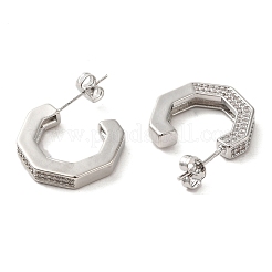 Женские серьги-гвоздики из латуни с микропаве и прозрачным кубическим цирконием EJEW-A040-09P