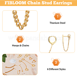 12 шт. 6 стиля серьги-гвоздики из нержавеющей стали и латуни и хирургической нержавеющей стали 316 EJEW-FI0002-79