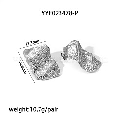1 paire de boucles d'oreilles à tige rectangulaires texturées vintage françaises en acier inoxydable 304&nbsp;LR2156-2