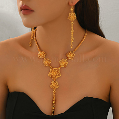 Комплекты из серег и ожерелий с полыми цветами из сплава для женщин&nbsp;EU9559