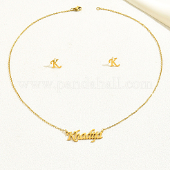 Комплекты из серег-гвоздиков с буквой «К» из нержавеющей стали и подвесок в виде слова «Хадиджа» для женщин&nbsp;ES0413-1