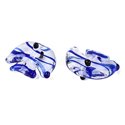 手作りの透明ランプワークビーズ  縞模様の魚  ミックスカラー  13~16x16.5~19.5x9~10.5mm  穴：1.5~2mm&nbsp;LAMP-N042-20